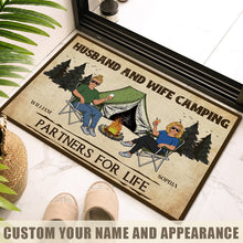 Camping Partners For Life Husband Wife Camping Couple - Personalized Custom Doormat