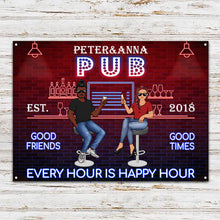 Home Bar Every Hour Is Happy Hour Husband Wife - Couple Gift - Personalized Custom Classic Metal Signs