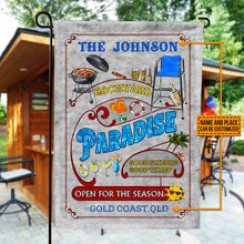 Personalized Backyard Paradise Open For The Season Custom Flag