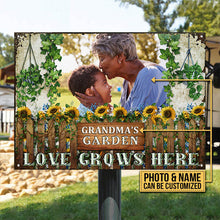 Custom Photo Garden Grandmother Grandchildren Sunflowers Custom Classic Metal Signs-CUSTOMOMO