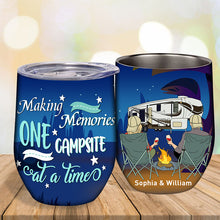 Personalized Camping Couple Retro Making Memories Custom Wine Tumbler