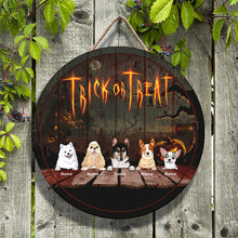 Halloween Welcome Trick Or Treat Signs, Gift For Dog Lovers, Custom Wooden Door Signs , Dog Mom Gifts