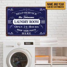 Self-Service Laundry Room Sign - Personalized Custom Classic Metal Signs