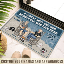 A Lovely Lady And Her Grumpy Old Man Live Here - Couple Doormat - Gift for Couples, Dog Lovers Personalized Custom Doormat