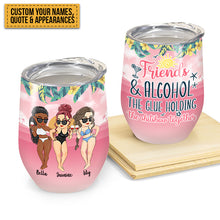 Beaches, Booze & Besties - Personalized Wine Tumbler - Birthday, Funny, Summer Gift For Beach Lovers , Besties, Soul Sisters, Sistas, Bff, Friends