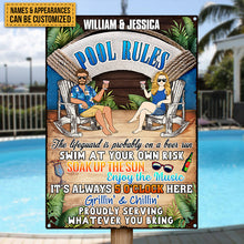 Summer Pool Rules Soak Up The Sun - Gift For Couple - Personalized Custom Classic Metal Signs