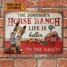 Personalized Horse Ranch Life Better Customized Classic Metal Signs-CUSTOMOMO