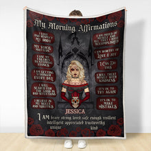 My Morning Affirmation - Blanket - Skull Girl With Make-up Face Gifts For Her Personalized Custom Fleece Flannel Blanket