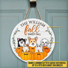 Cat Dog Fall Sweet Fall Autumn Custom Wood Circle Sign, Fall Door Hanger, Pet Fall Door Hanger, Cat Dog Lover Decorating Idea
