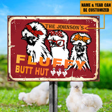 Personalized Chicken Metal Signs Fluffy Butt Hut Silkies Chicken Attention Customized Classic Metal Signs-CUSTOMOMO