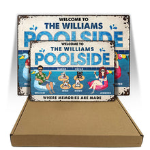 Family Couple Poolside Where Memories Are Made - Gift For Dog Lover - Personalized Custom Classic Metal Signs-CUSTOMOMO