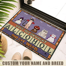 Hope You Brought Alcohol And Cat Treats Halloween - Cat Doormat - Halloween Gift For Cat Lovers Personalized Custom Doormat