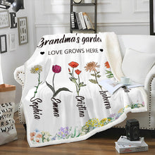 Love Grows Here Flowers Gift For Mother Grandma Garden Personalized Custom Blanket