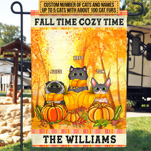 Cats Fall Time Cozy Time Custom Flag, Thanksgiving Gift, Fall Decor, Home Decor