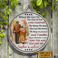 Family Old Couple When We Get Custom Wood Circle Sign, Personalized Fall Couple Sign, Couple Gift