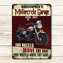 Motorcycle Metal SignGarage Sign - Auto Mechanic Garage Four Wheels Customized Classic Metal Signs