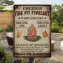 Personalized Camping Fire Pit Forecast Customized  Metal Signs - Camping Signs