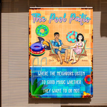 Good Music Family Couple Swimming Poolside - Poolside Sign - Personalized Custom Classic Metal Signs