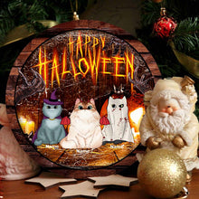 Halloween Welcome Signs, Happy Halloween Gifts For Cat Lovers, Jack-o'-lantern Custom Wooden Signs , Cat Mom Gifts