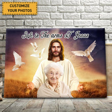 Custom Photo - God Bless You Safe In The Arms Of Jesus - Personalized Custom Canvas - Memorial Canvas