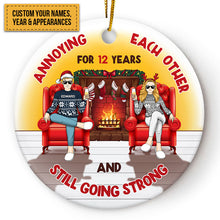 Christmas Fireplace Annoying Each Other - Gift For Couples - Personalized Custom Circle Ceramic Ornament