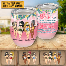 Beaches, Booze & Besties - Personalized Wine Tumbler - Birthday, Funny, Summer Gift For Beach Lovers , Besties, Soul Sisters, Sistas, Bff, Friends