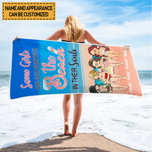Some Girls Are Just Born With The Beach In Their Souls - Birthday, Funny, Summer Gift For Beach Lovers, Besties, Soul Sisters, Sistas, Bff, Friends - Personalized Custom Beach Towel