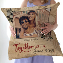 Custom Photo - Together With You Since - Personality Customized Pillow - Valentine's Day Gift For Love - Gift For Husband Wife Bf Gf