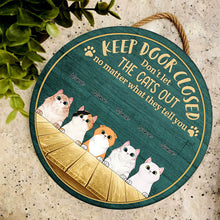 Peeking Cat - Keep Door Closed - Funny Personalized Cat Door Sign