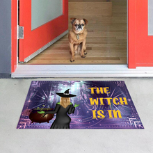 The Witch Is In - Halloween Doormat - Custom Halloween Decorations Gifts For Friends, Witch Gift Personalized Custom Doormat