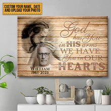 Custom Photo - God Has You In His Arms We Have You In Our Hearts - Personalized Custom Canvas - Memorial Canvas