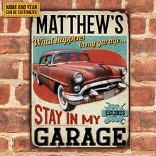 What Happens In My Garage Stays In My Garage - Garage Metal Signs - Personalized Custom Classic Metal Signs