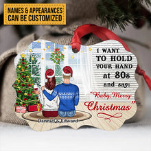 Christmas Couple Hold Your Hand - Personalized Custom Aluminum Ornament