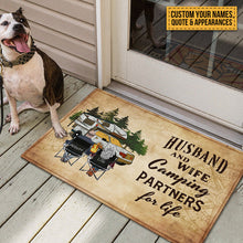 Husband And Wife Camping Partners For Life - Gift For Camping Lovers - Personalized Custom Doormat Welcoming Doormat