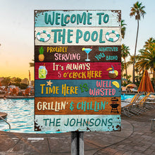 Swimming Pool Proudly Serving Grillin' Custom Classic Metal Signs-CUSTOMOMO