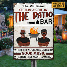 Patio Bar Grilling Listen To Good Music - Personalized Custom Classic Metal Signs