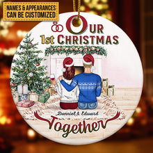 Christmas Family Couple First Christmas Together - Personalized Custom Circle Ceramic Ornament