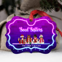 Neon Theme Soul Sisters Trouble Makers, Personalized Aluminum Ornament, Christmas Gift For Sisters, Best Friends, Besties