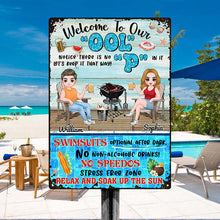 Welcome To Our Pool Relax and Soak Up The Sun - Pool Sign - Gift for Couples  Personalized Custom Metal Sign