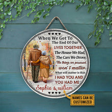 Family Old Couple When We Get Custom Wood Circle Sign, Personalized Fall Couple Sign, Couple Gift
