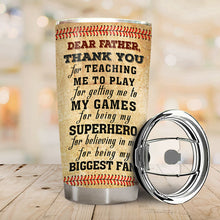 Baseball Dear Dad Thank You For Teaching Me - Gift For Father - Personalized Custom Tumbler
