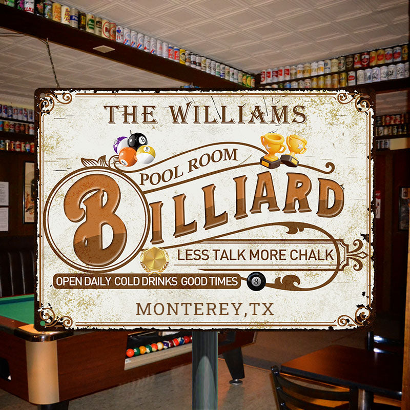 Personalized Billiard Pool Room Custom Classic Metal Signs – CUSTOMOMO