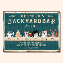 Backyard Bar & Grill - Personalized Metal Sign - Birthday, Loving Gift For Dog Mom, Dog Dad, Cat Mom, Cat Lover, Dog Lover, Pet Owners