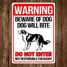 Warning Beware of Dog Will Bite Vintage Sign Personalized Custom Metal Sign