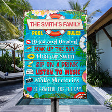 Personalized Swimming Pool Rules Relax Customized Classic Metal Signs