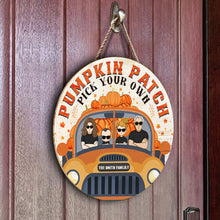 Pumpkin Patch Pick Your Own - Personalized Round Wood Sign - Fall Season, Housewarming Gift For Family, Home Decor, Fall Door Sign, Pumpkin Season, Door Hanger