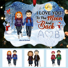 Couple I Love You To The Moon And Back - Christmas Gift For Couple - Personalized Custom Aluminum Ornament