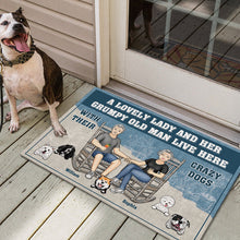 A Lovely Lady And Her Grumpy Old Man Live Here - Couple Doormat - Gift for Couples, Dog Lovers Personalized Custom Doormat