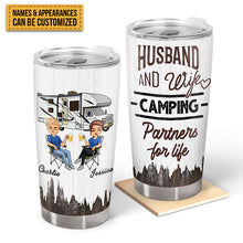 Husband And Wife Camping Partners For Life  - Couple Gift - Personalized Custom Tumbler