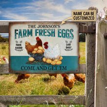 Personalized Chicken Farm Raised Laid Daily Turquoise Customized Classic Metal Signs-CUSTOMOMO